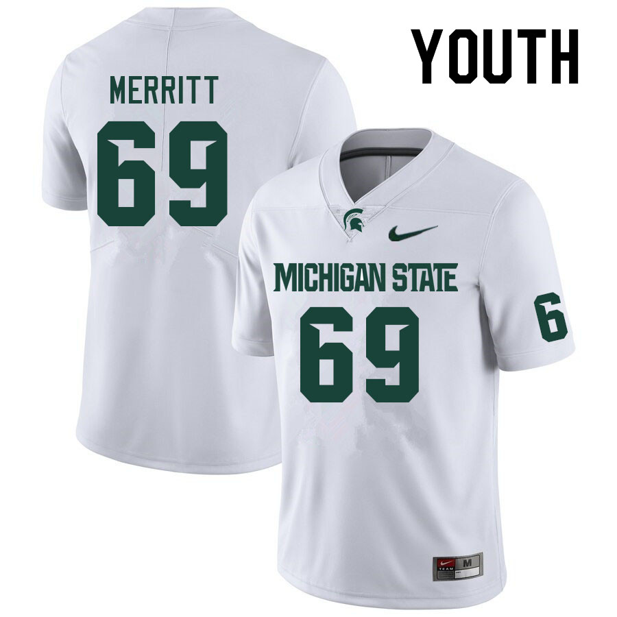 Youth #69 Jacob Merritt Michigan State Spartans College Football Jerseys Sale-White
